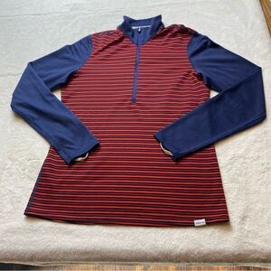 Patagonia Red and Blue Striped Capilene Mid Weight 1/2 Zip Pullover Size Medium